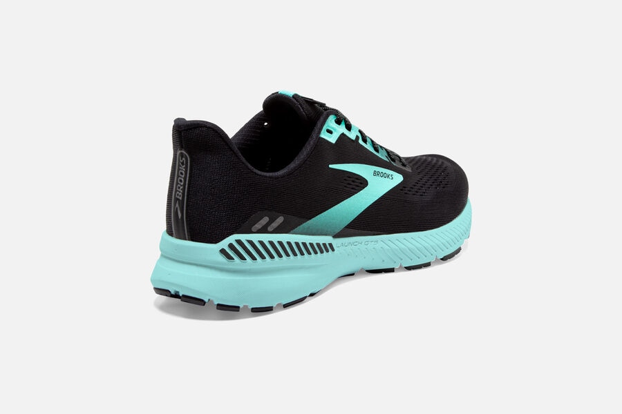 Brooks Launch GTS 8 Road Running Shoes - Womens - Black/Blue - YI4397206